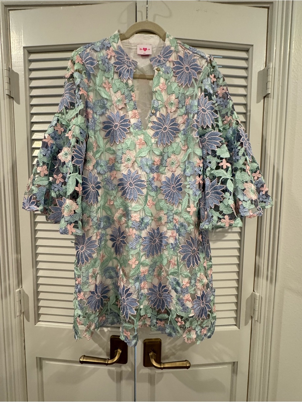 Buddy Love Pastel Blue & Mint Floral Lace Mini Dress